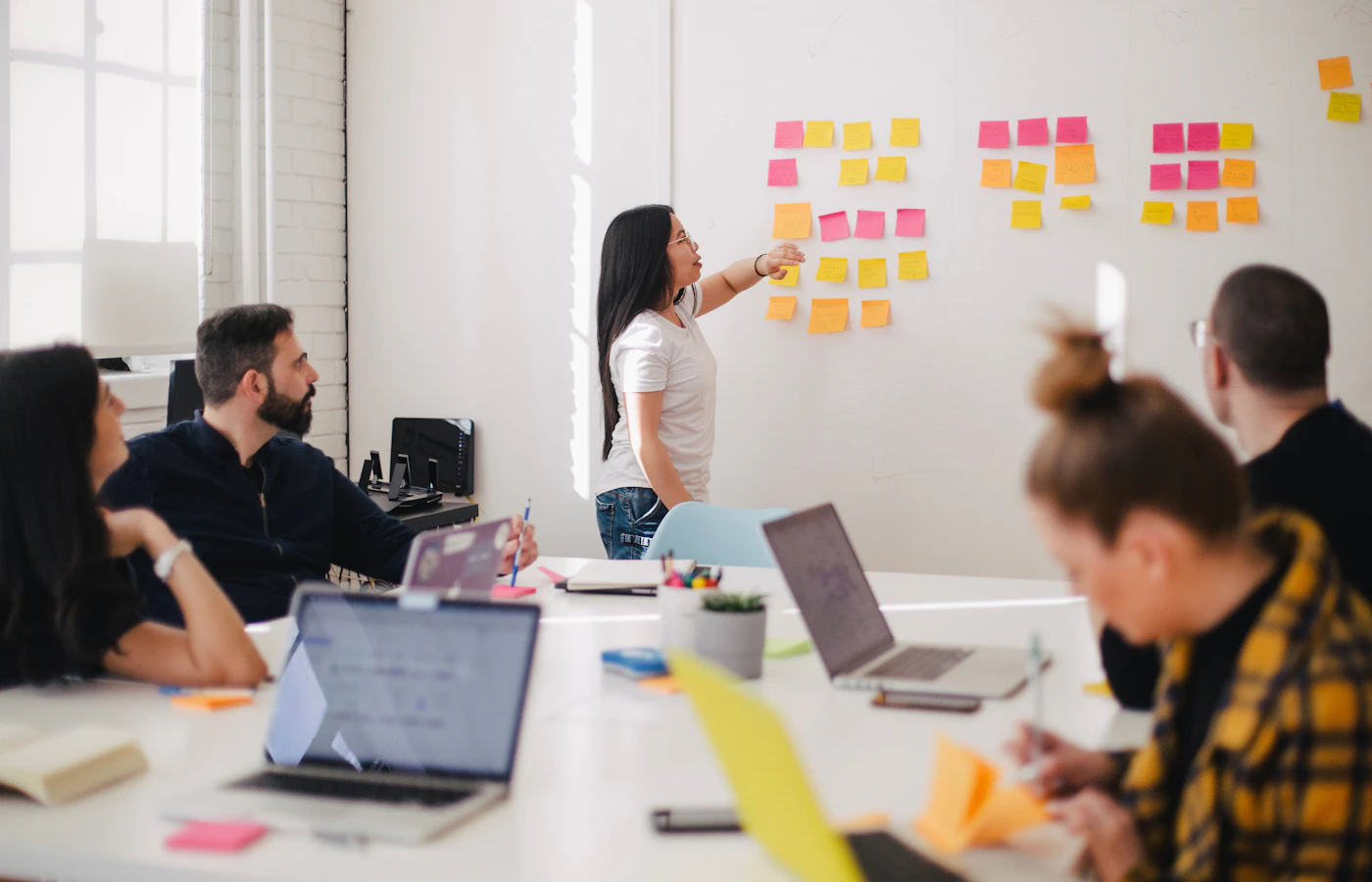 A team planning together in a meeting