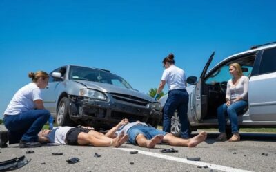 Emergency responders at a Michigan auto accident scene